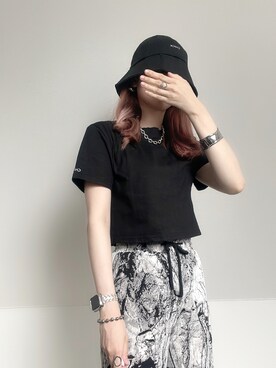 「Chick（チック）のアイテム（帽子）」を使った、𝘼𝙢𝙚𝙡𝙞𝙚さん（レディース・158cm）の夏コーディネート