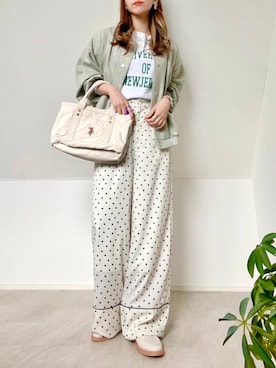 「春服」｜「アイテム（スタジャン）」を使った、＊𝒂𝒎𝒆𝒍𝒊𝒆𝒆＊さん（レディース・158cm）の春コーディネート