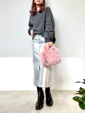 「レザースカート」｜「アイテム（その他）」を使った、＊𝒂𝒎𝒆𝒍𝒊𝒆𝒆＊さん（レディース・158cm）の秋コーディネート