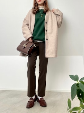 「GRL」｜「アイテム（ノーカラーコート）」を使った、＊𝒂𝒎𝒆𝒍𝒊𝒆𝒆＊さん（レディース・158cm）の秋コーディネート