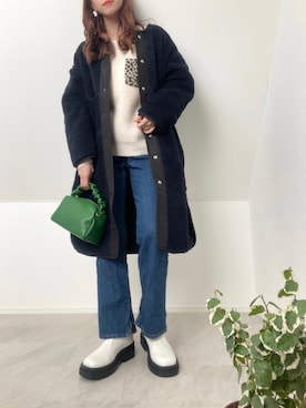 「FORK&SPOON」｜「アイテム（ノーカラージャケット）」を使った、＊𝒂𝒎𝒆𝒍𝒊𝒆𝒆＊さん（レディース・158cm）の冬コーディネート