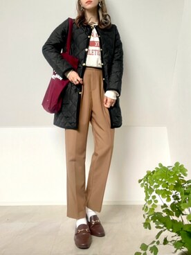 「ORiental TRaffic（オリエンタルトラフィック）のビットモチーフスクエアトゥローファー/11310（ローファー）」を使った、＊𝒂𝒎𝒆𝒍𝒊𝒆𝒆＊さん（レディース・158cm）の秋コーディネート