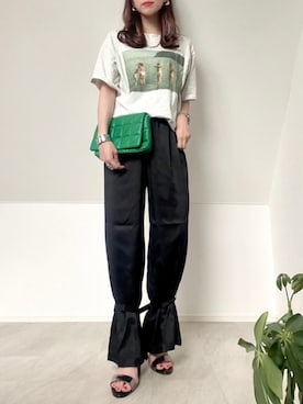 「サテンパンツ」｜「アイテム（その他）」を使った、＊𝒂𝒎𝒆𝒍𝒊𝒆𝒆＊さん（レディース・158cm）の夏コーディネート