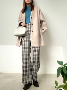 「GRL」｜「アイテム（ノーカラーコート）」を使った、＊𝒂𝒎𝒆𝒍𝒊𝒆𝒆＊さん（レディース・158cm）の秋コーディネート