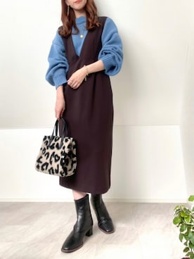 「サロペットスカート」｜「アイテム（その他）」を使った、＊𝒂𝒎𝒆𝒍𝒊𝒆𝒆＊さん（レディース・158cm）の秋コーディネート
