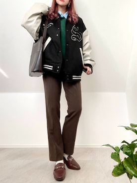 「ORiental TRaffic（オリエンタルトラフィック）のビットモチーフスクエアトゥローファー/11310（ローファー）」を使った、＊𝒂𝒎𝒆𝒍𝒊𝒆𝒆＊さん（レディース・158cm）の冬コーディネート