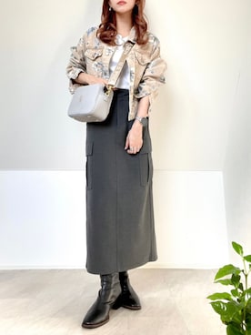 「ナロースカート」｜「アイテム（デニムジャケット）」を使った、＊𝒂𝒎𝒆𝒍𝒊𝒆𝒆＊さん（レディース・158cm）の秋コーディネート