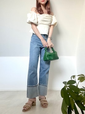 「みんなの白Tフェス」｜「アイテム（ハンドバッグ）」を使った、＊𝒂𝒎𝒆𝒍𝒊𝒆𝒆＊さん（レディース・158cm）の夏コーディネート