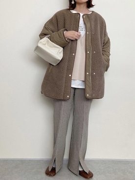 「rectangle（レクタングル）のアイテム（ノーカラージャケット）」を使った、rumiさん（レディース・162cm）の秋コーディネート