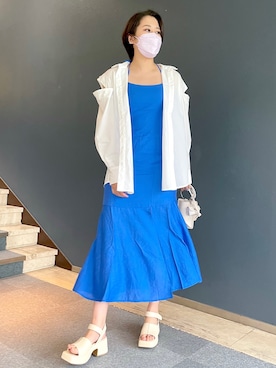 「スリット」｜「アイテム（その他シューズ）」を使った、なつみさん（レディース・168cm）の夏コーディネート
