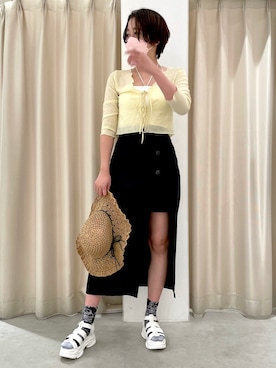 「one after another NICE CLAUP（ワンアフターアナザーナイスクラップ）のアイテム（帽子）」を使った、なつみさん（レディース・168cm）の春コーディネート