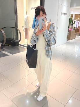 「PAGEBOY（ページボーイ）のアイテム（サロペット/オーバーオール）」を使った、shi.yusaさん（レディース・154cm）の夏コーディネート