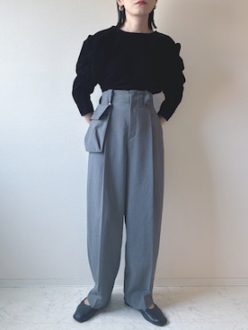 「ADAM ET ROPE'（アダムエロペ）のアイテム（スラックス）」を使った、ソソさん（レディース・160cm）の秋コーディネート
