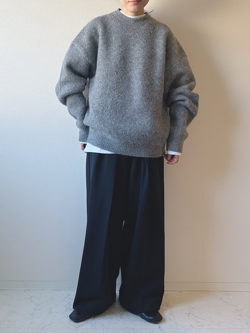 TODAYFUL ブラッシュドクルーネックニット グレー TODAYFUL トゥデイフル ブラッシュドクルーネックニット グレー