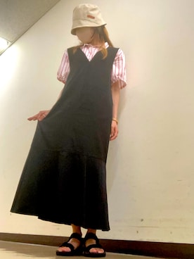 「teva」｜「アイテム（ジャンパースカート）」を使った、おかりんさん（レディース・154cm）の夏コーディネート