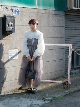 「アイテム（ジャンパースカート）」を使った、yuuhsiu さん（レディース・154cm）の冬コーディネート