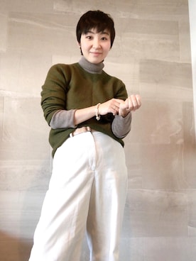 「YLEVE（イレーヴ）のアイテム（パンツ）」を使った、sugarmusicwearさん（レディース・167cm）の冬コーディネート