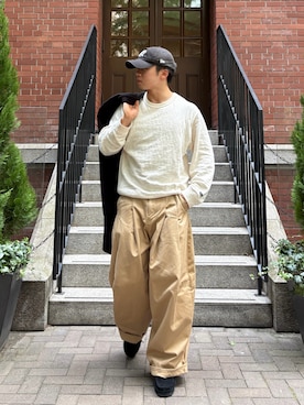 「アイテム（帽子）」を使った、Sさん（メンズ・170cm）の冬コーディネート