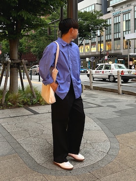 「アイテム（スラックス）」を使った、Sさん（メンズ・170cm・10代）の秋コーディネート