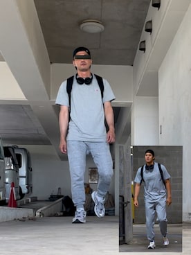 「BEAMS（ビームス）のアイテム（スウェットパンツ）」を使った、satsuiさん（メンズ・180cm）の秋コーディネート