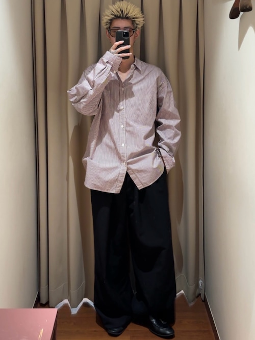 ATON（エイトン） シャツ ATON GIZA STRIPE WASHED SHIRTS メンズ