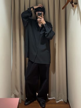 「URBAN RESEARCH（アーバンリサーチ）の『別注』ATON×URBAN RESEARCH　OVERSIZED SHIRTS（シャツ/ブラウス、グレー系）」を使った、Mitsuki Moriyamaさん（メンズ・175cm）の春コーディネート