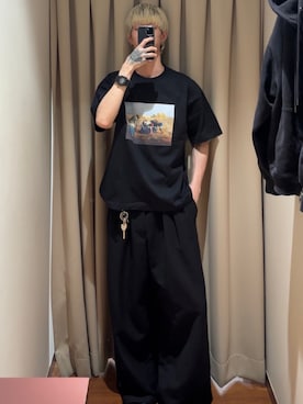 「ITEMS URBANRESEARCH（アイテムズ アーバンリサーチ）のLEGENDARY ARTWORK PRINT T-SHIRTS（Tシャツ/カットソー、その他）」を使った、Mitsuki Moriyamaさん（メンズ・175cm）の夏コーディネート