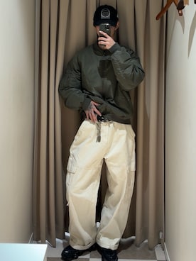 「アイテム（キャップ）」を使った、Mitsuki Moriyamaさん（メンズ・175cm・10代）の冬コーディネート