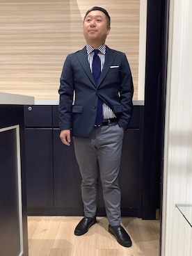 「アイテム（ビジネスシャツ）」を使った、BRICK HOUSE by Tokyo Shirts 久留米ゆめタウン店さん（メンズ・160cm）の秋コーディネート