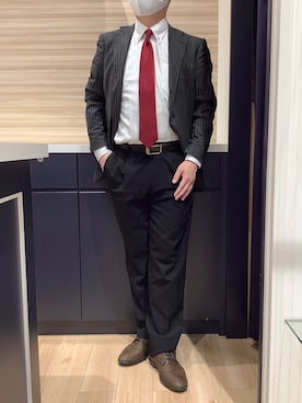 「アイテム（ビジネスシャツ）」を使った、BRICK HOUSE by Tokyo Shirts 久留米ゆめタウン店さん（メンズ・177cm）の冬コーディネート