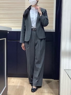 「TOKYO SHIRTS（トウキョウシャツ）のCOFREX スタンドフリル クレリック ひねりピンタック ブラウス 七分袖 レディースデザインシャツ（シャツ/ブラウス、ブルー系）」を使った、BRICK HOUSE by Tokyo Shirts 久留米ゆめタウン店さん（メンズ・160cm）の春コーディネート