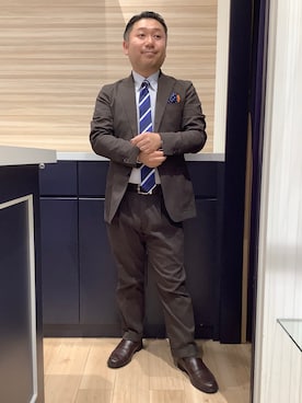 「アイテム（ビジネスシャツ）」を使った、BRICK HOUSE by Tokyo Shirts 久留米ゆめタウン店さん（メンズ・160cm）の冬コーディネート