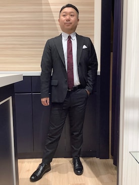 「アイテム（ネクタイ、レッド系）」を使った、BRICK HOUSE by Tokyo Shirts 久留米ゆめタウン店さん（メンズ・160cm）の冬コーディネート