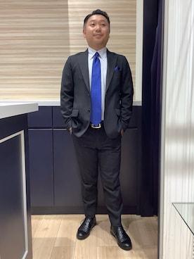 「TOKYO SHIRTS（トウキョウシャツ）の【吸水速乾】【COFREX】 形態安定ノンアイロン ボタンダウン 長袖ビジネスワイシャツ（ビジネスシャツ、ブルー系）」を使った、BRICK HOUSE by Tokyo Shirts 久留米ゆめタウン店さん（メンズ・160cm）の秋コーディネート