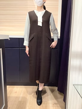 「アイテム（ジャンパースカート）」を使った、BRICK HOUSE by Tokyo Shirts 久留米ゆめタウン店さん（レディース・161cm）の秋コーディネート