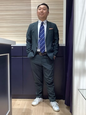 「アイテム（ビジネスシャツ、ホワイト系）」を使った、BRICK HOUSE by Tokyo Shirts 久留米ゆめタウン店さん（メンズ・160cm）の秋コーディネート