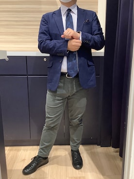 「アイテム（ビジネスシャツ）」を使った、BRICK HOUSE by Tokyo Shirts 久留米ゆめタウン店さん（メンズ・160cm）の秋コーディネート