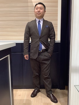 「アイテム（ビジネスシャツ）」を使った、BRICK HOUSE by Tokyo Shirts 久留米ゆめタウン店さん（メンズ・160cm）の冬コーディネート