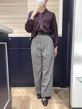 「TOKYO SHIRTS（トウキョウシャツ）の変形タックサテン ブラウス（シャツ/ブラウス、レッド系）」を使った、BRICK HOUSE by Tokyo Shirts 久留米ゆめタウン店さん（メンズ・160cm）の春コーディネート