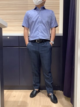 「アイテム（ビジネスシャツ）」を使った、BRICK HOUSE by Tokyo Shirts 久留米ゆめタウン店さん（メンズ・160cm）の夏コーディネート
