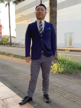 「TOKYO SHIRTS（トウキョウシャツ）の【超形態安定】 形態安定ノンアイロン ボタンダウン 長袖ビジネスワイシャツ（ビジネスシャツ、グリーン系）」を使った、BRICK HOUSE by Tokyo Shirts 久留米ゆめタウン店さん（メンズ・160cm）の秋コーディネート