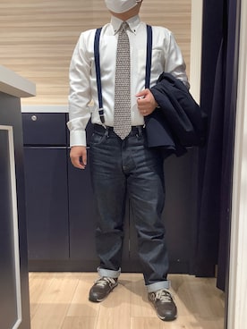 「アイテム（ビジネスシャツ）」を使った、BRICK HOUSE by Tokyo Shirts 久留米ゆめタウン店さん（メンズ・160cm）の秋コーディネート