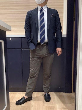 「アイテム（ビジネスシャツ）」を使った、BRICK HOUSE by Tokyo Shirts 久留米ゆめタウン店さん（メンズ・160cm）の秋コーディネート