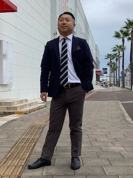「アイテム（ビジネスシャツ、ホワイト系）」を使った、BRICK HOUSE by Tokyo Shirts 久留米ゆめタウン店さん（メンズ・160cm）の秋コーディネート