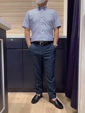 「アイテム（ビジネスシャツ）」を使った、BRICK HOUSE by Tokyo Shirts 久留米ゆめタウン店さん（メンズ・160cm）の夏コーディネート