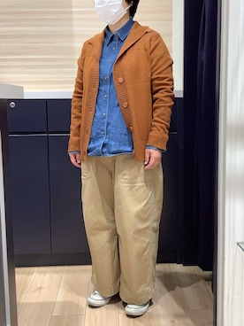 「TOKYO SHIRTS（トウキョウシャツ）のスタンドヘンリーネック カーディガン（カーディガン/ボレロ、グレー系）」を使った、BRICK HOUSE by Tokyo Shirts 久留米ゆめタウン店さん（メンズ・160cm）の秋コーディネート