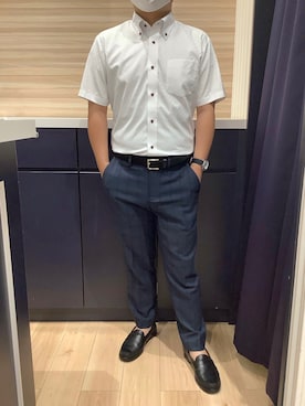 「アイテム（ビジネスシャツ）」を使った、BRICK HOUSE by Tokyo Shirts 久留米ゆめタウン店さん（メンズ・160cm）の夏コーディネート