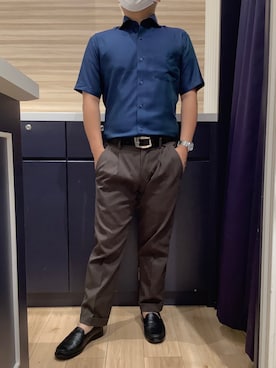 「アイテム（ビジネスシャツ）」を使った、BRICK HOUSE by Tokyo Shirts 久留米ゆめタウン店さん（メンズ・160cm）の夏コーディネート