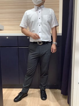「アイテム（ビジネスシャツ）」を使った、BRICK HOUSE by Tokyo Shirts 久留米ゆめタウン店さん（メンズ・160cm）の夏コーディネート