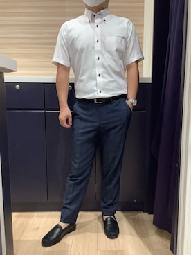 「アイテム（ビジネスシャツ）」を使った、BRICK HOUSE by Tokyo Shirts 久留米ゆめタウン店さん（メンズ・160cm）の夏コーディネート